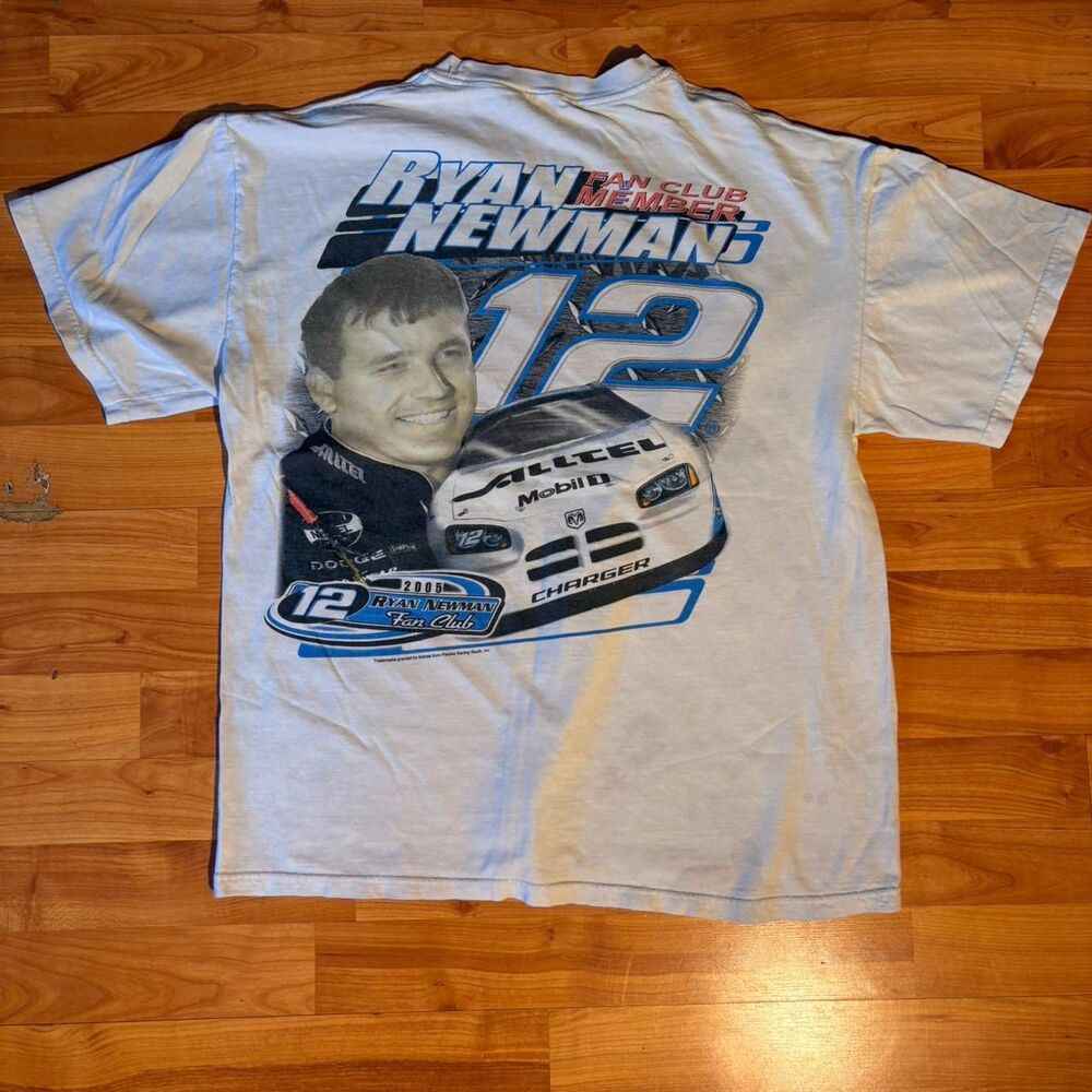 Vintage Ryan Newman 2005 NASCAR T Shirt White Racing Graphic Tee Y2K XL Retro